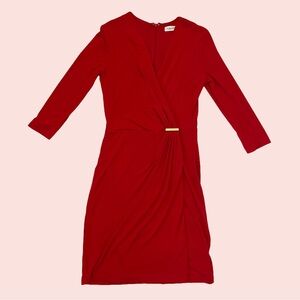 Calvin Klein Red Midi Wrap Dress